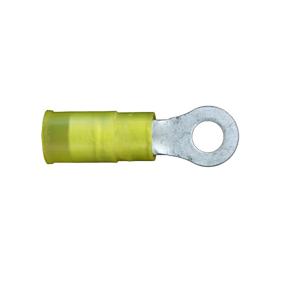 12-10 AWG Heat Shrink, Crimp & Solder Seal Ring terminals, Yellow, #6 Stud, Qty 10 2338F