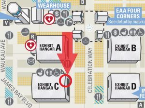 EAA Oshkosh Location. Hangar C, Booths 3033, 3034