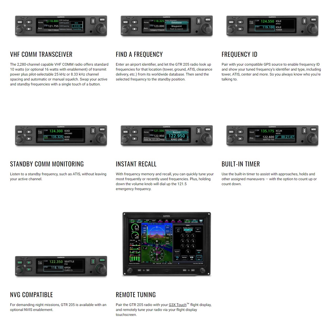 Garmin GTR 205 VHF Comm Radio